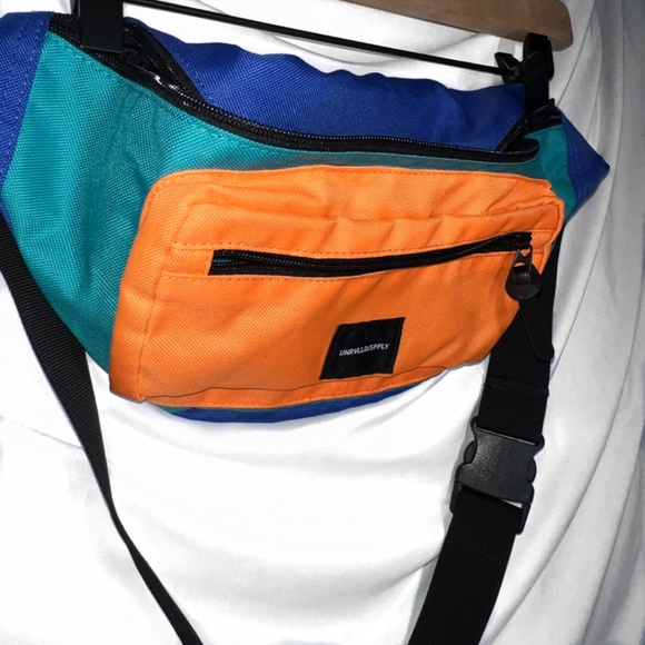 ASOS DESIGN Festival Fanny Pack in Neon Color Block Retro Rave Belt Bag Cross - Picture 5 of 6